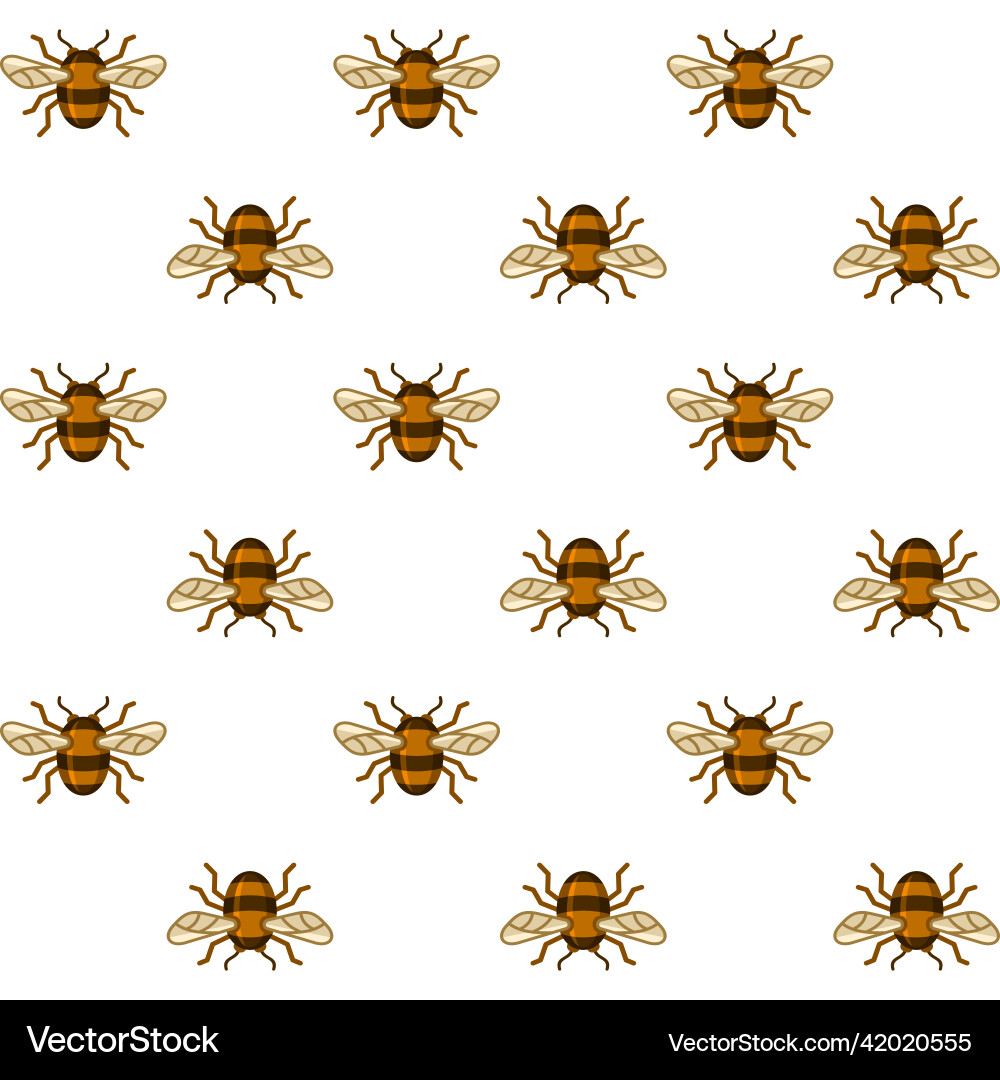 Bee seamless pattern on white background Vector Image