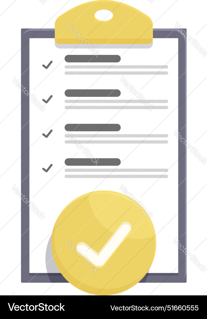 Clipboard showing completed checklist with check Clipboard showing completed checklist with check vector image