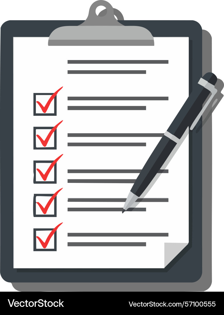 Clipboard with checklist and pen for task Vector Image