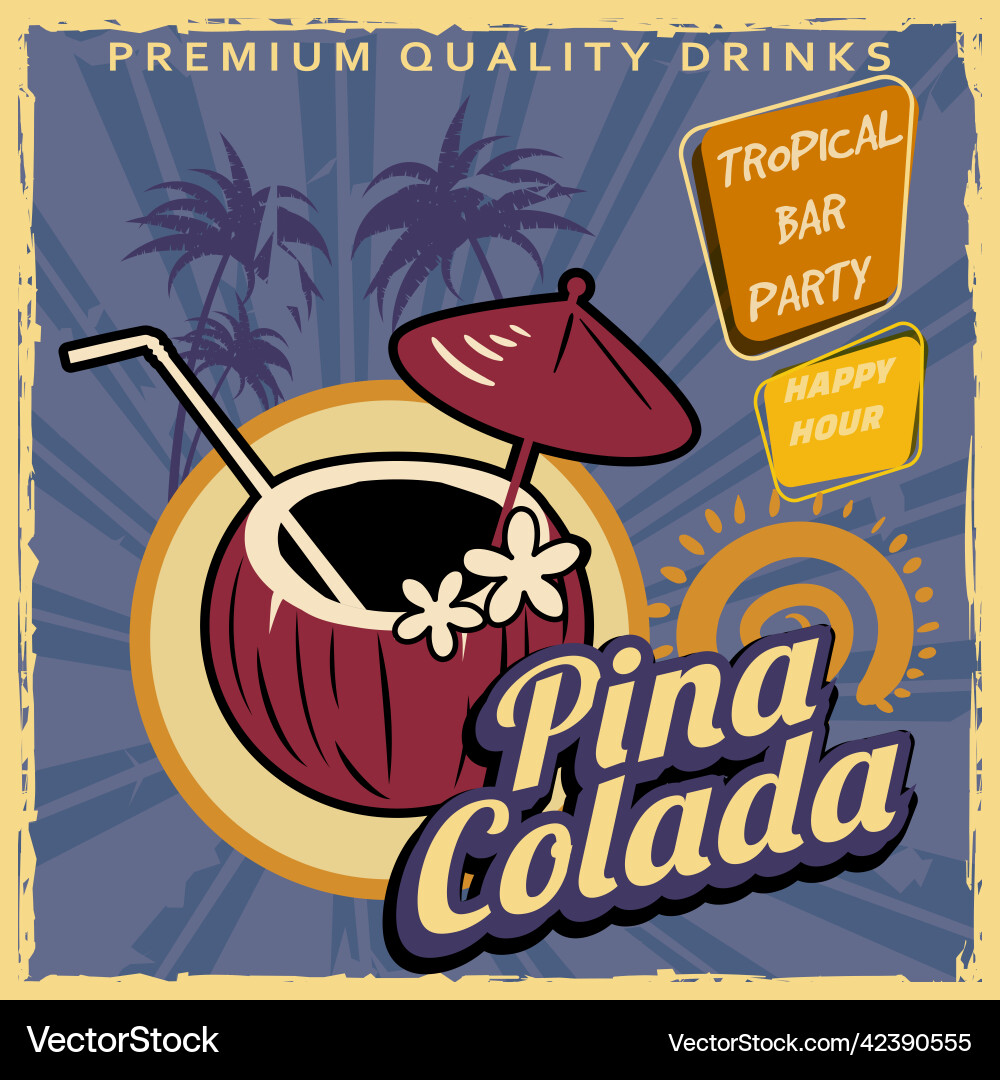 Daiquiri cocktail retro poster design Daiquiri cocktail retro poster design vector image