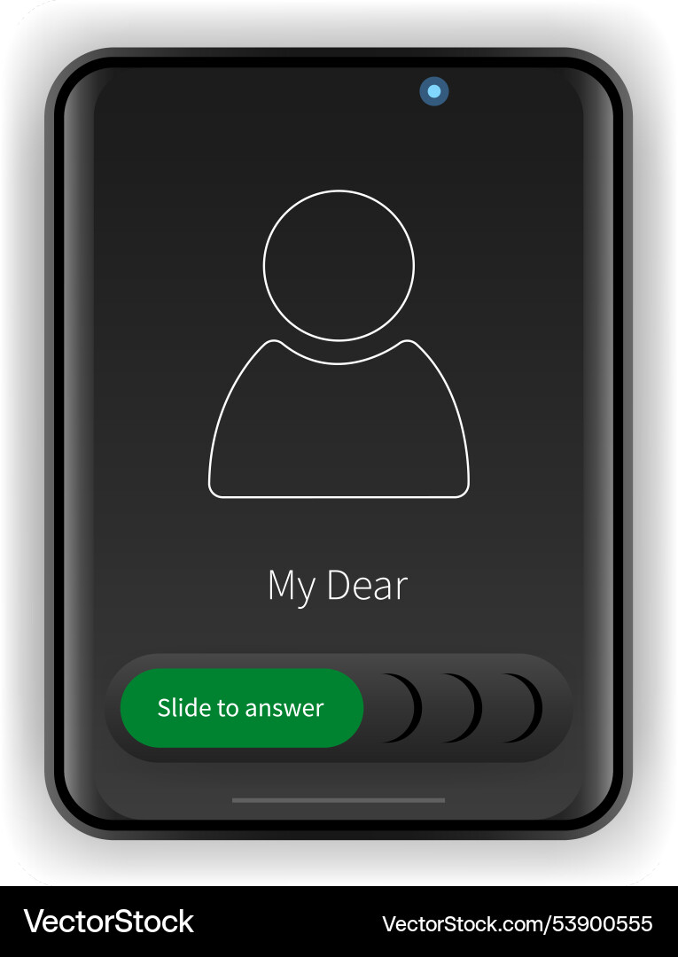 Dark mode smartphone incoming call interface vector image