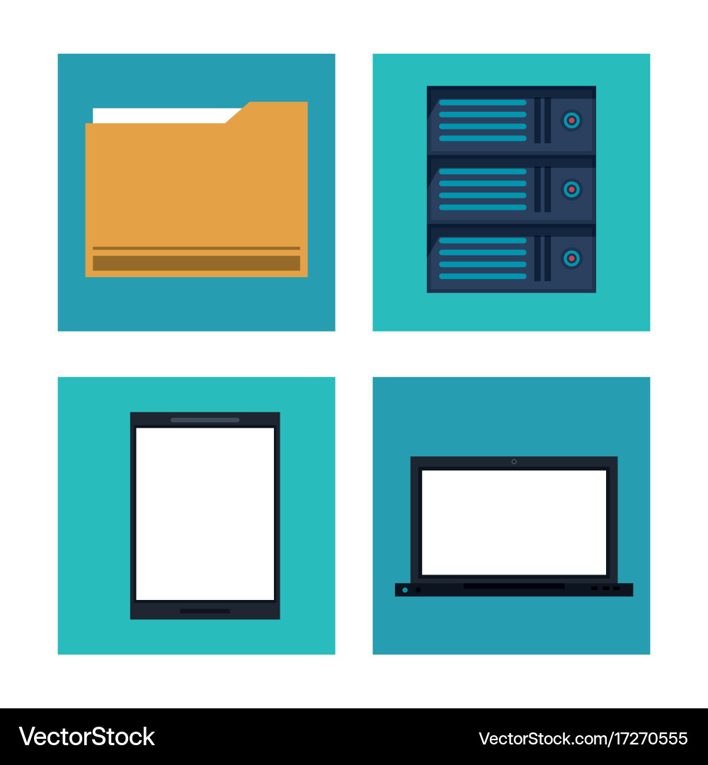Database and hosting icons Vector Image
