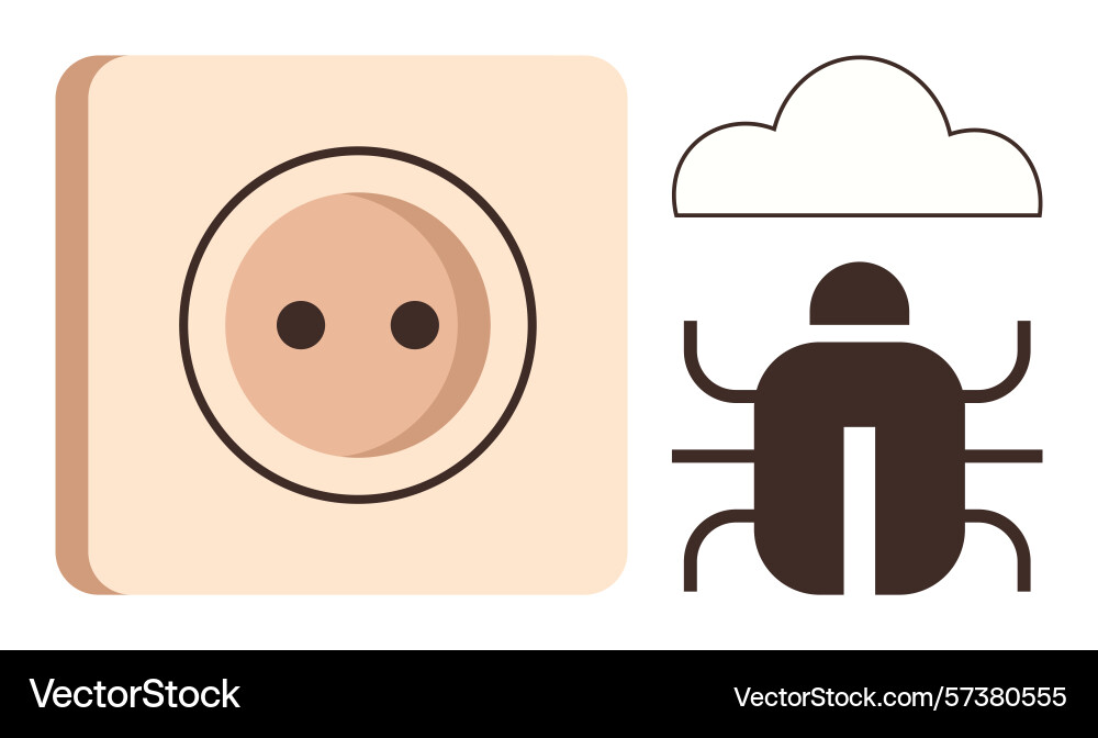 Electrical socket and cloud-linked bug Electrical socket and cloud-linked bug vector image