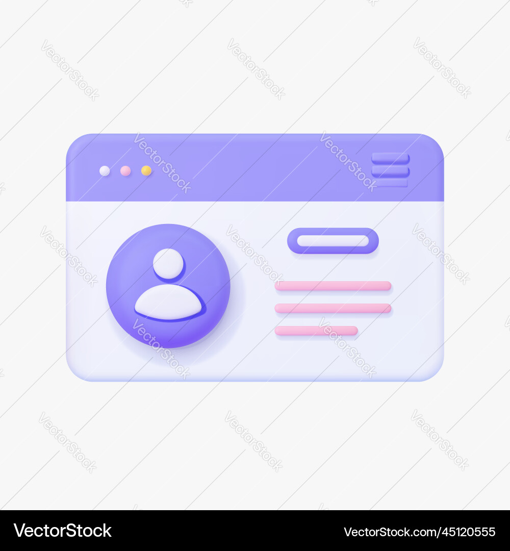 Id card 3d icon Vector Image
