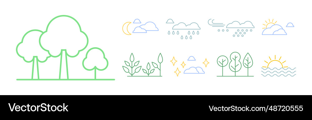 Linear landscape element and environment icon Vector Image