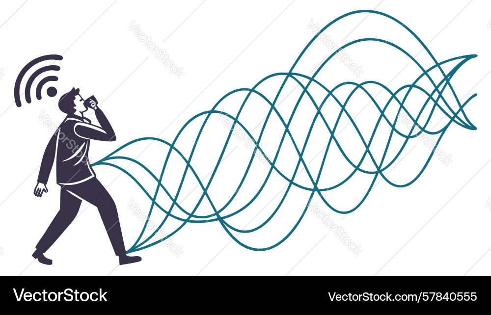 Man emitting wireless signal design generative ai vector image