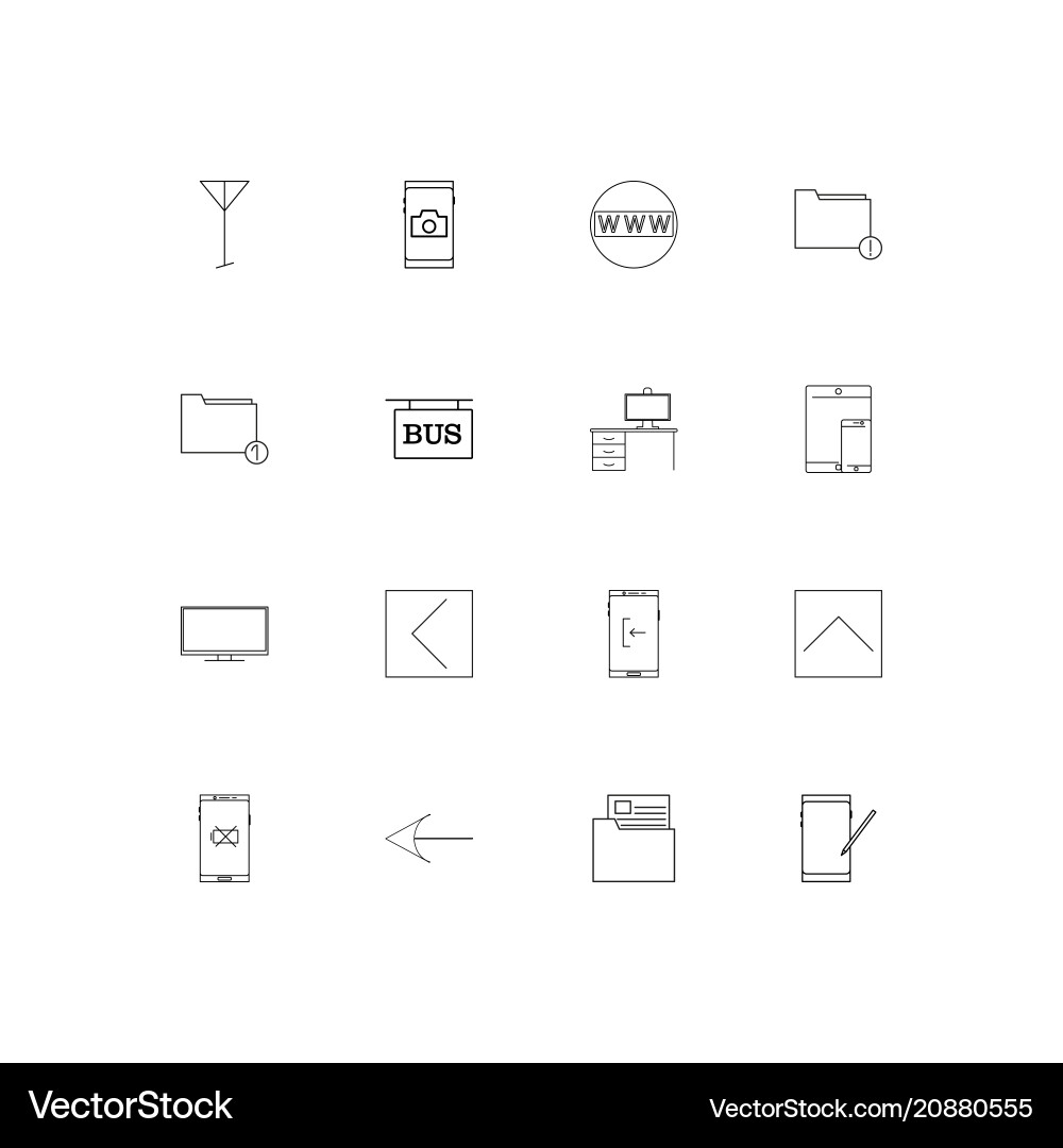 Network and database linear thin icons set vector image