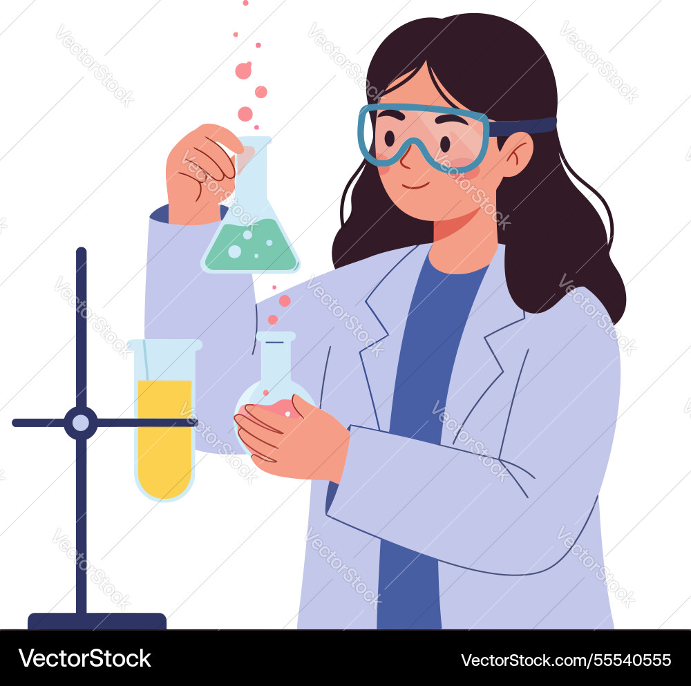 Scientist conducting experiments with colorful Scientist conducting experiments with colorful vector image