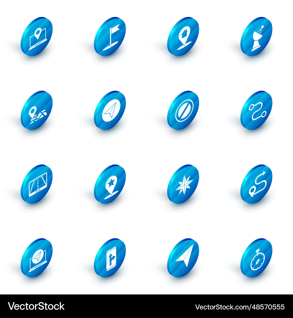 Set flag map pointer with house radar folded Vector Image