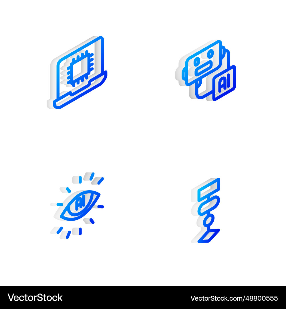 Set isometric line artificial intelligence robot Set isometric line artificial intelligence robot vector image