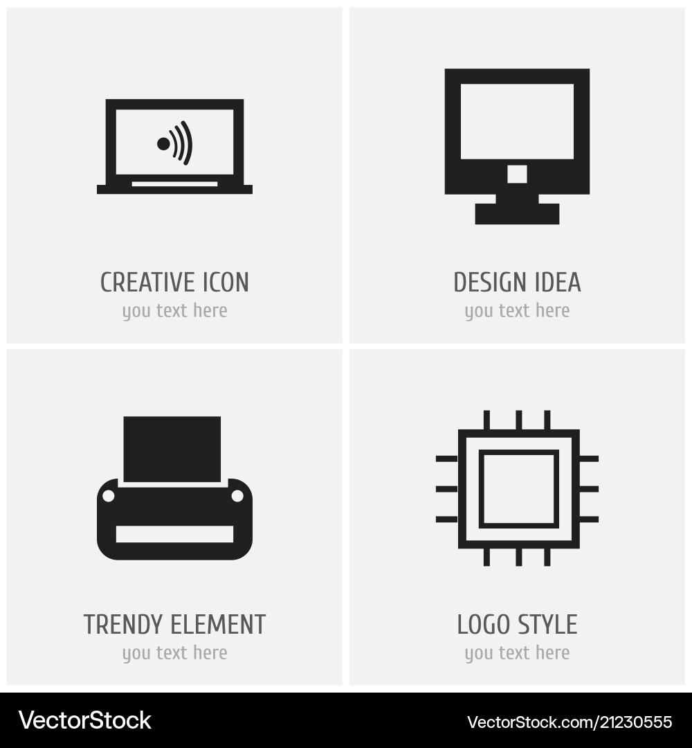 Set of 4 editable computer icons includes symbols Set of 4 editable computer icons includes symbols vector image