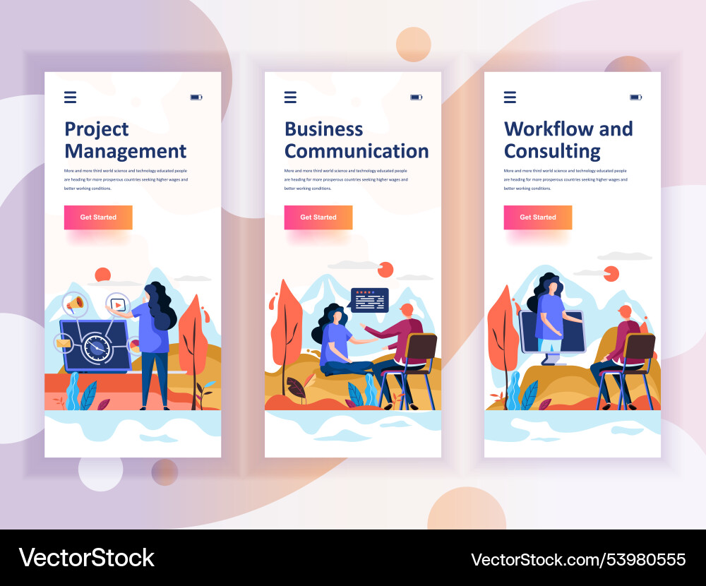 Set of onboarding screens user interface kit Set of onboarding screens user interface kit vector image
