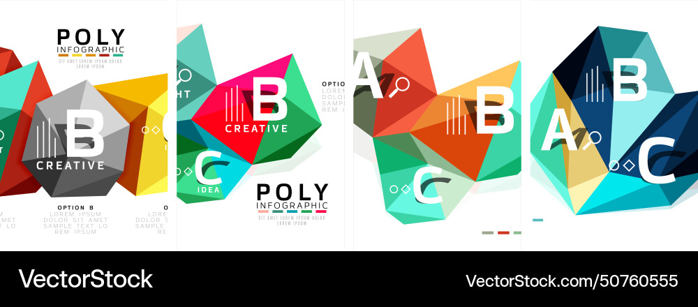 Set of triangle pattern poster backgrounds Set of triangle pattern poster backgrounds vector image