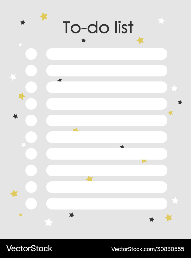 To-do list on a gray background with stars lines To-do list on a gray background with stars lines vector image