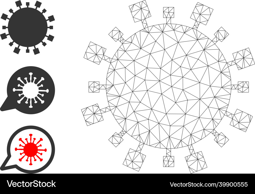 Web mesh digital virus icon and additional Web mesh digital virus icon and additional vector image