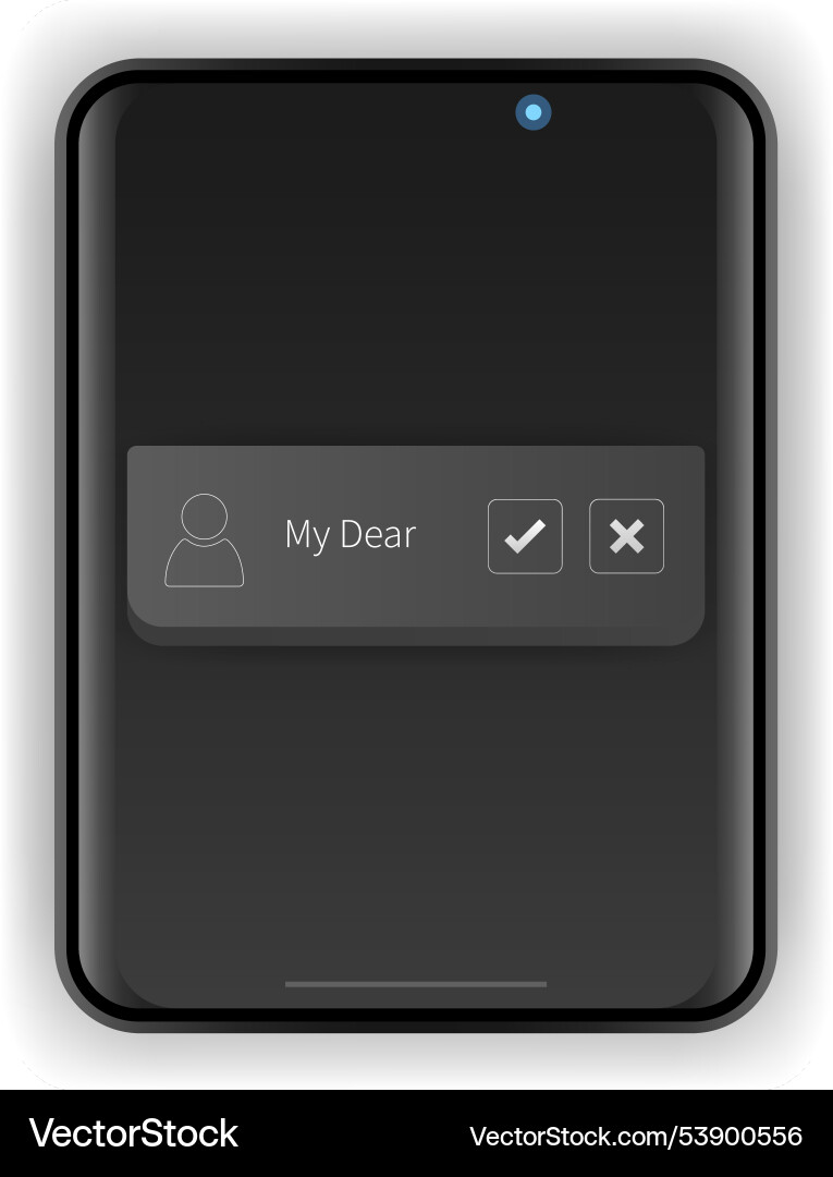 Dark mode smartphone interface displaying vector image