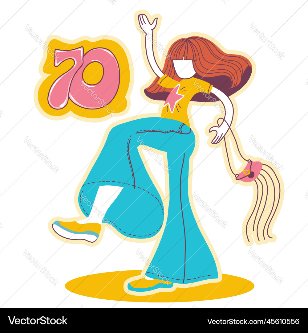 Disco girl 70s colors young Disco girl 70s colors young vector image