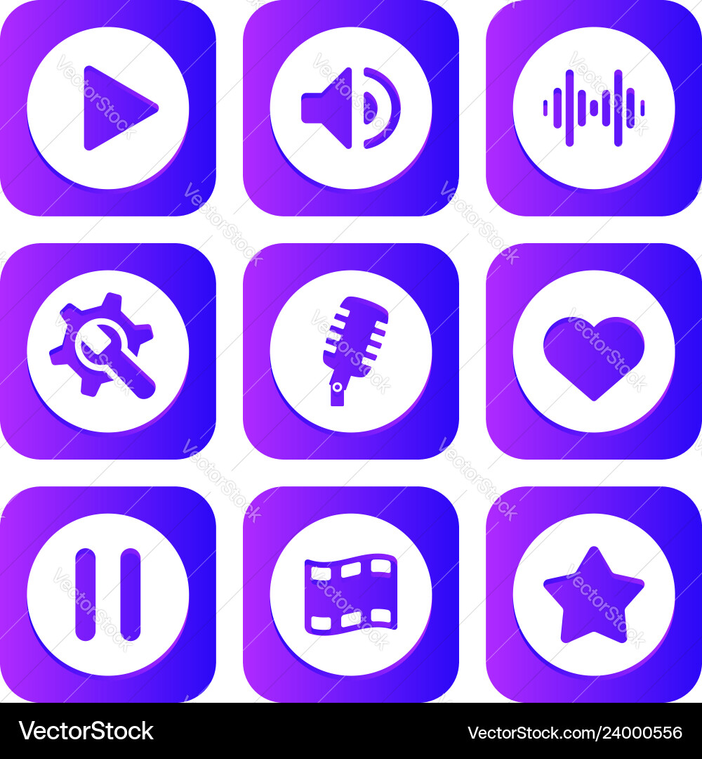 Neon Synthwave Retro 80s-Stil Multimedia-Icons Neon Synthwave Retro 80s-Stil Multimedia-Icons vektorbild