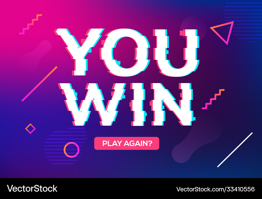 Retro Game Win Glitch Score Background vector image