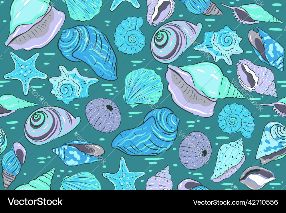 Seamless pattern with shells and starfish Seamless pattern with shells and starfish vector image