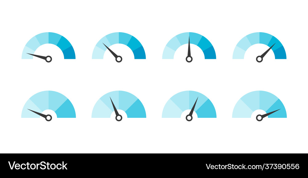 Speedometer symbol web icon set measuring Speedometer symbol web icon set measuring vector image