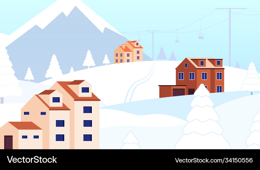 Winter holidays resort snow forest cottage Winter holidays resort snow forest cottage vector image