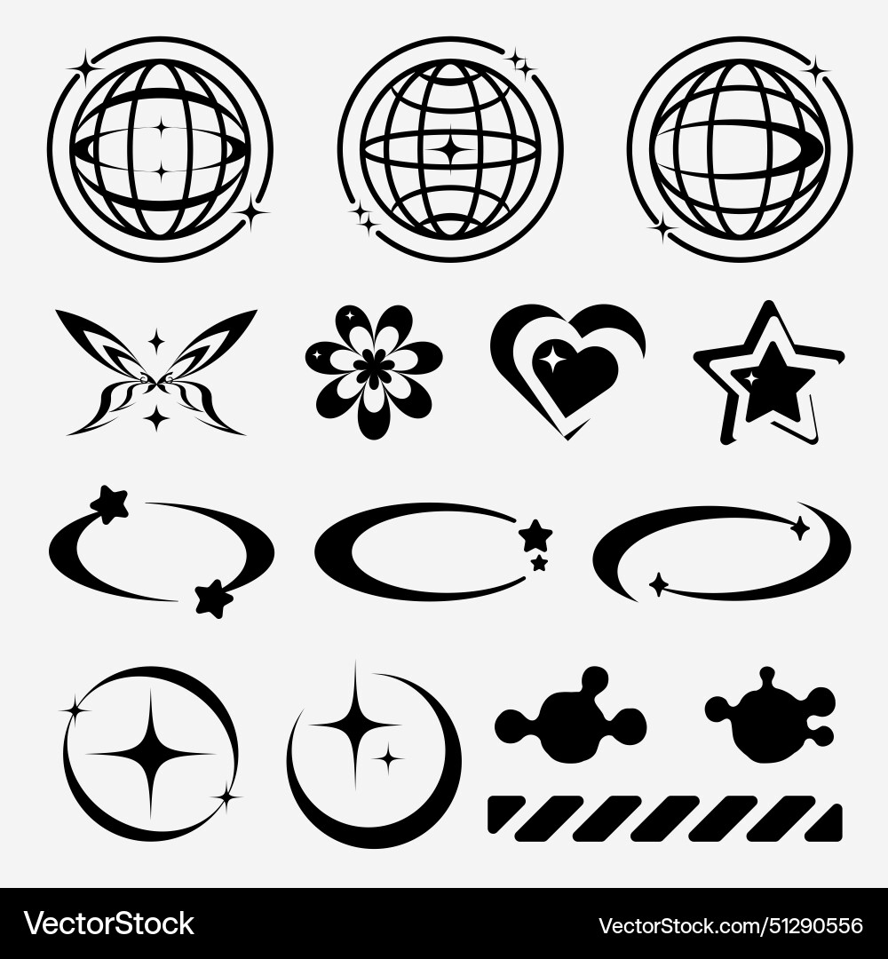 Y2k Element set retro design Vektorbild