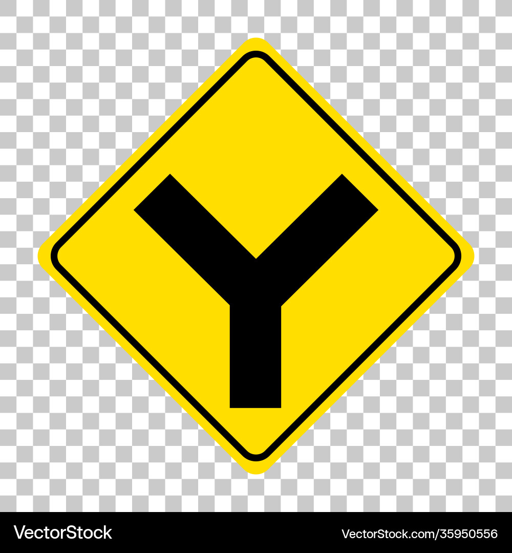 Yellow traffic warning sign on transparent Yellow traffic warning sign on transparent vector image