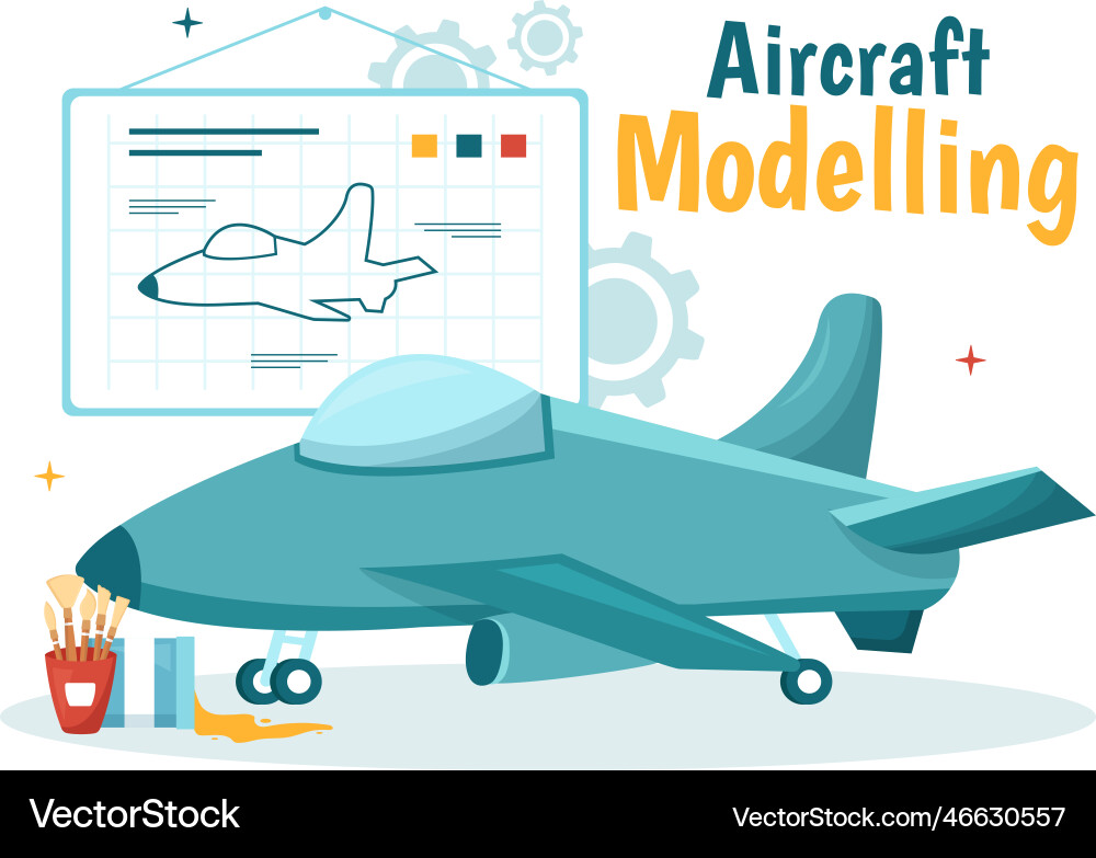 Aircraft modelling and crafting with assembling Vector Image