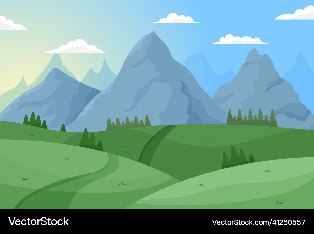 Berglandschaft Cartoon grüne Hügel Felsen Berglandschaft Cartoon grüne Hügel Felsen vektorbild