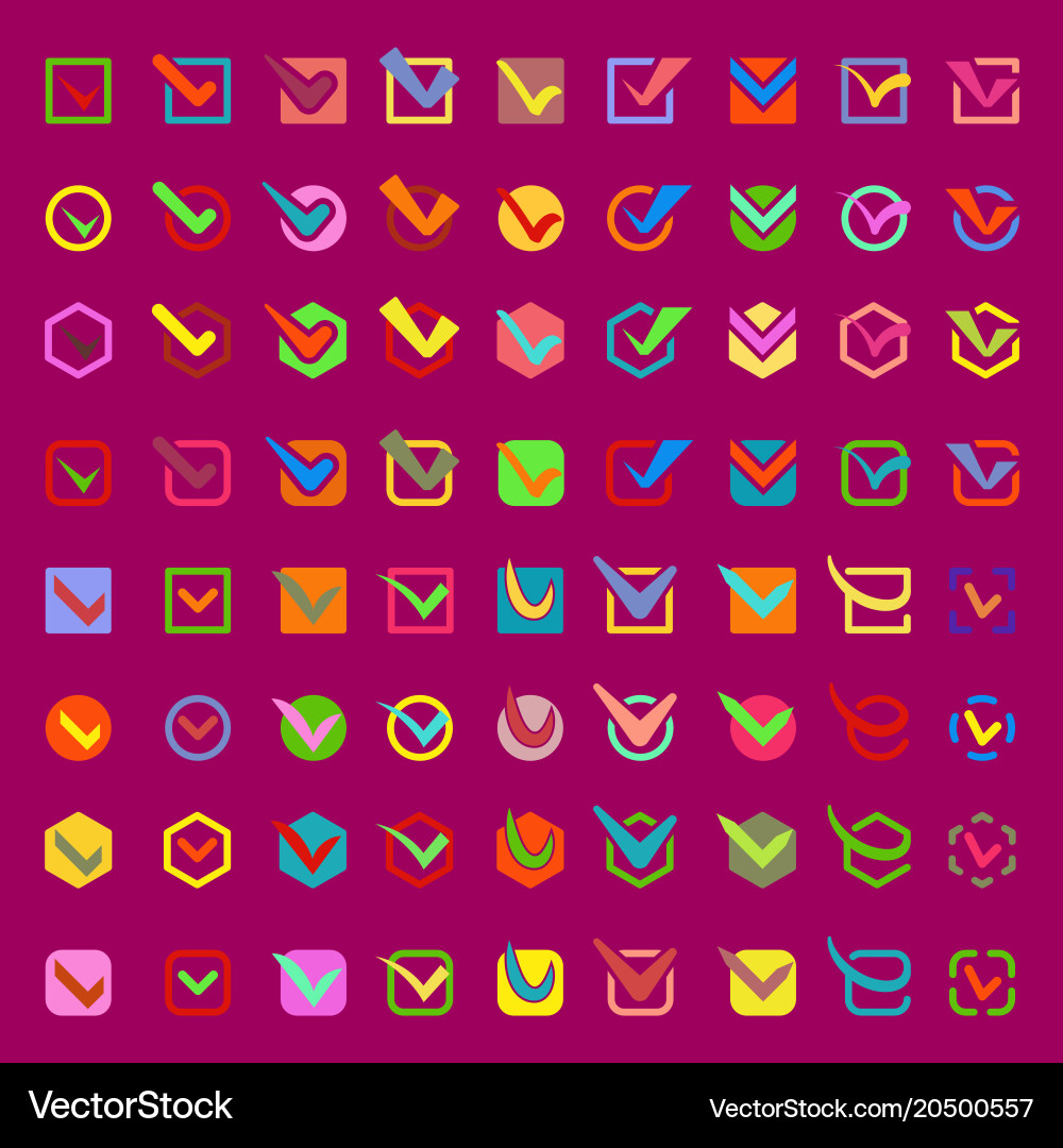 Check box approve buttons icons set vector image