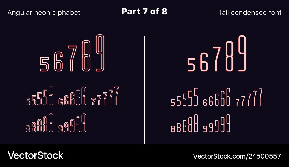 Condensed red neon font angular set vector image