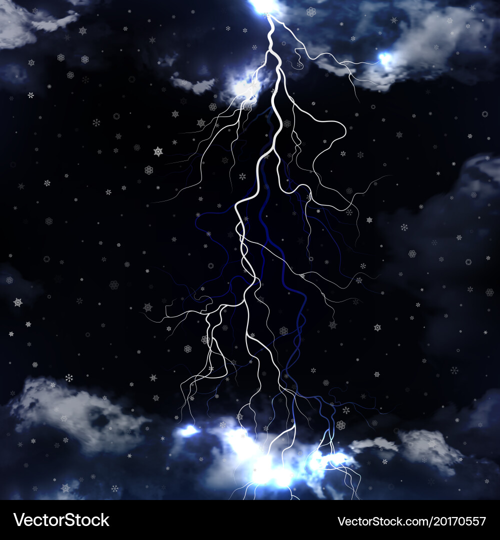 Dramatic Lightning Storm with Snow Vector Image