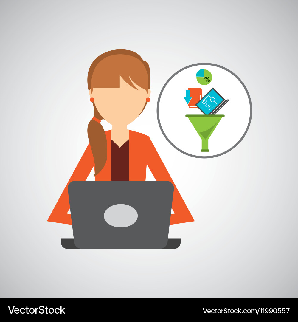 Girl using computer data analysis Vector Image