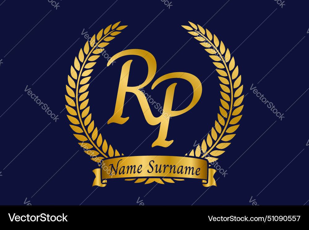 Initial letter r and p rp monogram logo design vector image