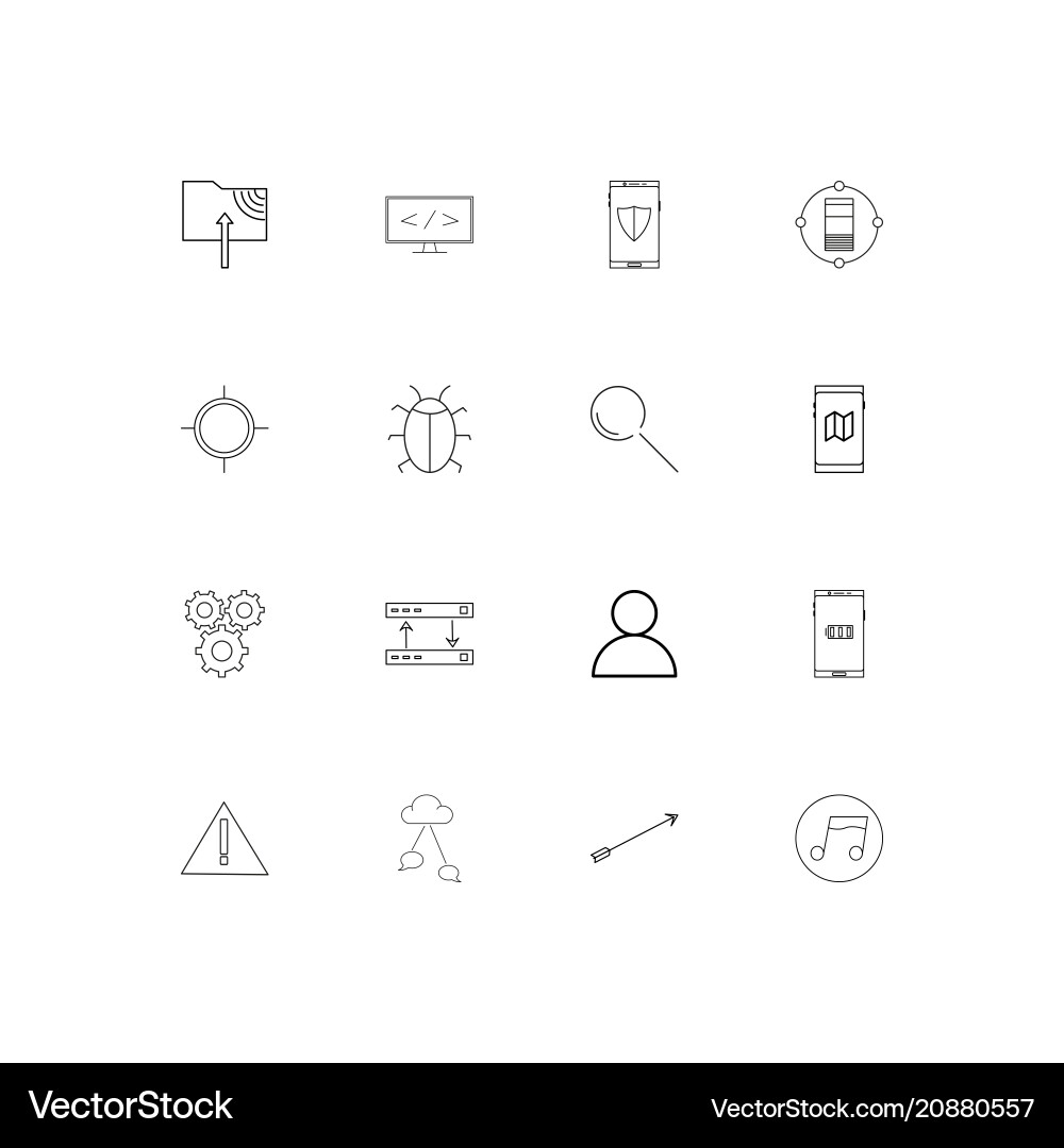 Internet technologies linear thin icons set vector image