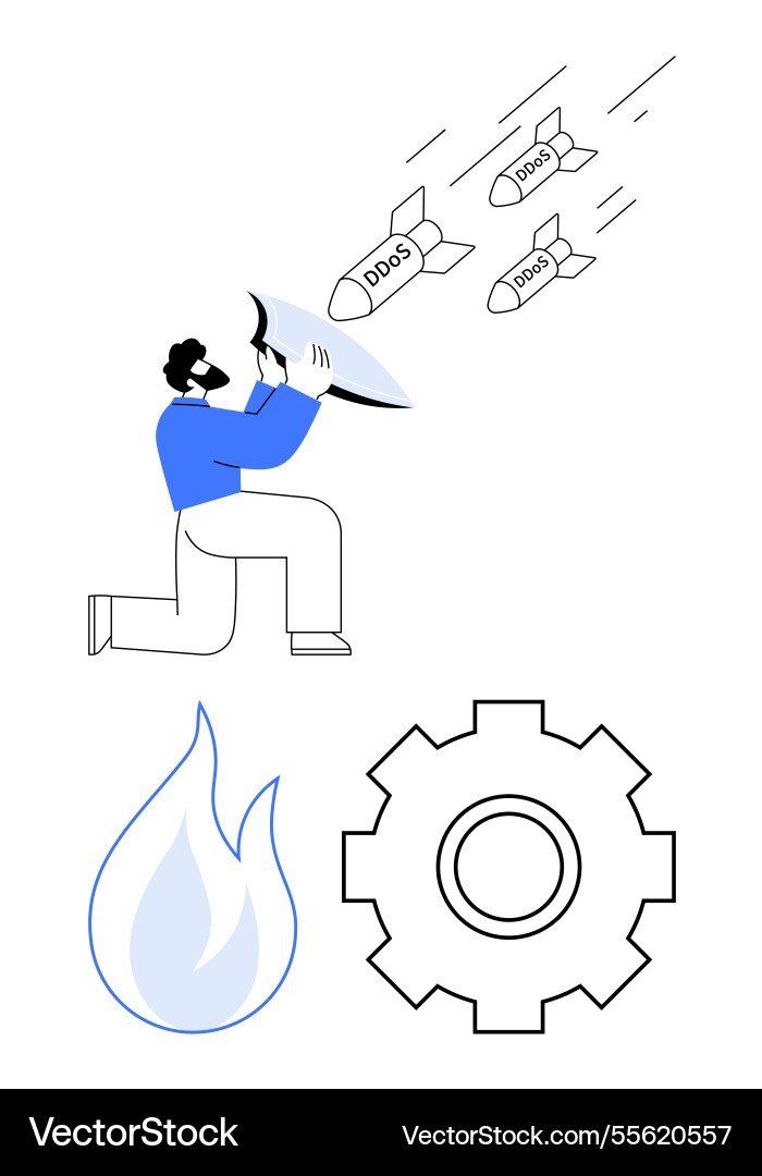 Man blocking cyberattacks with shield Man blocking cyberattacks with shield vector image