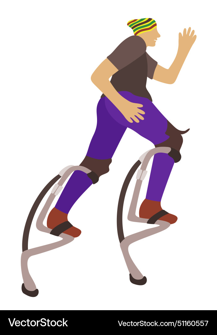 Man running in jumping boots powerbocking sport vector image