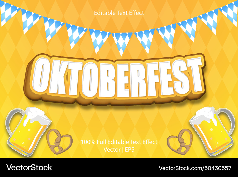 Oktoberfest editable text effect 3 dimension Vector Image