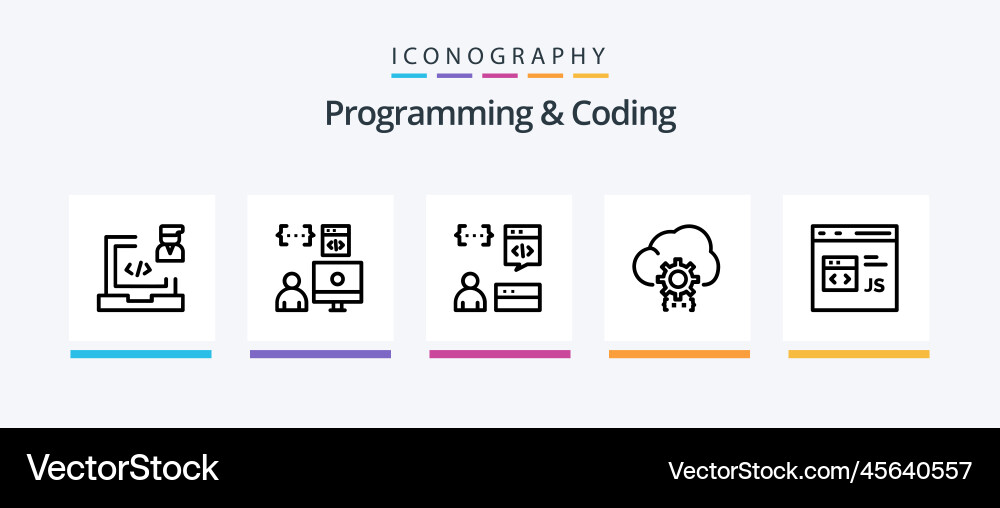 Programming and coding line 5 icon pack including vector image