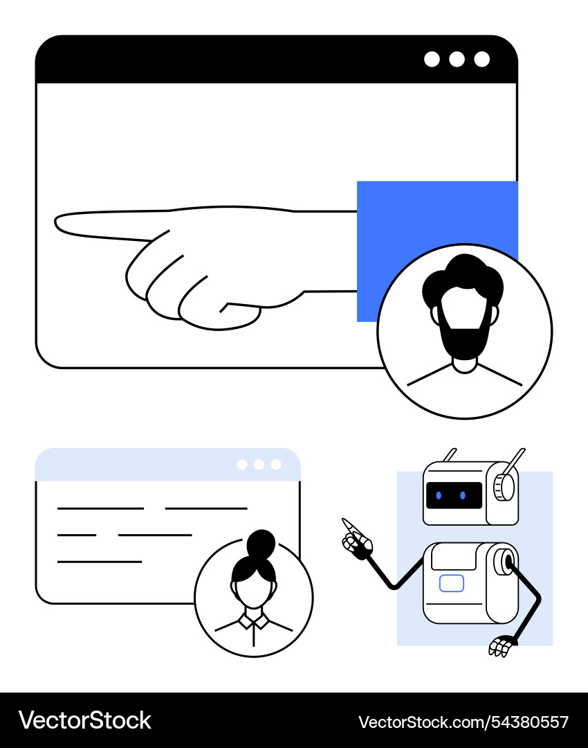Representation of digital interaction hand Representation of digital interaction hand vector image