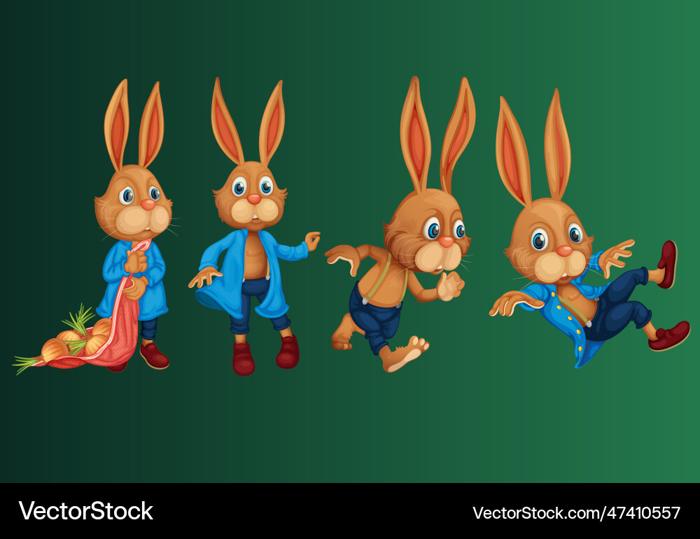 Set of rabbit different pose Vector Image