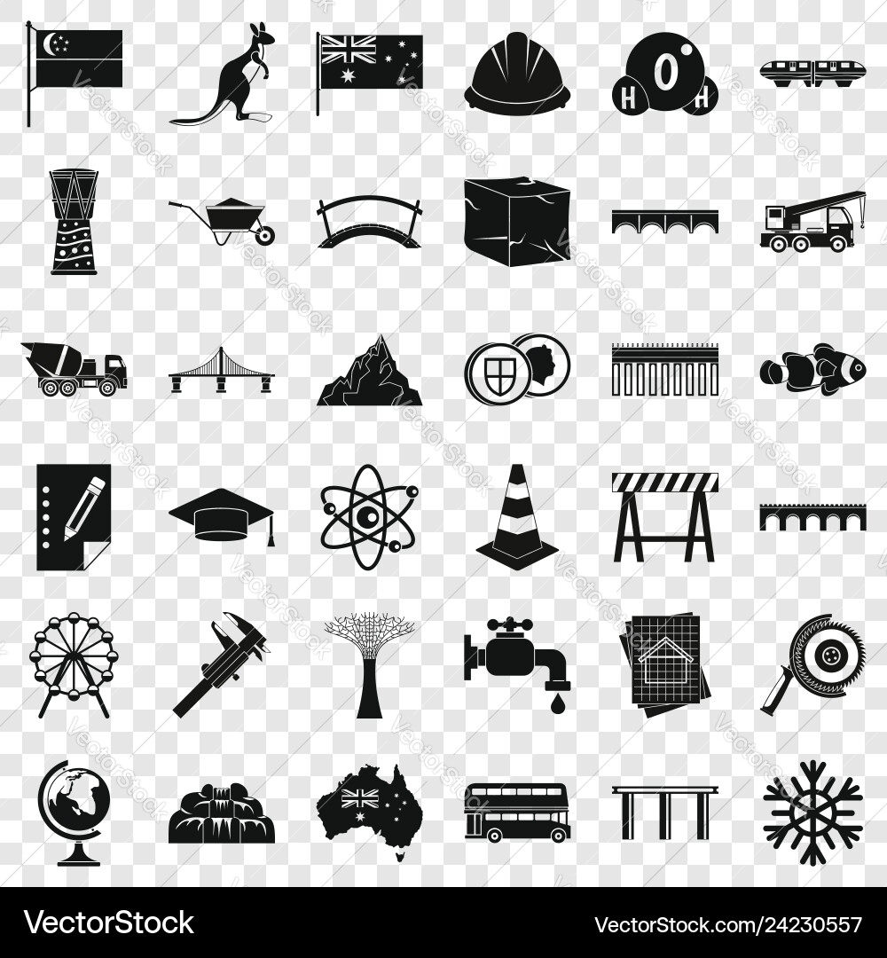 Small bridge icons set simple style vector image