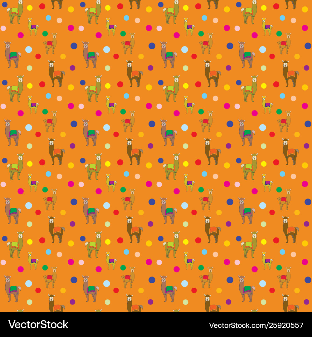 Smallamas polka dots repeat seamless pattern Vector Image