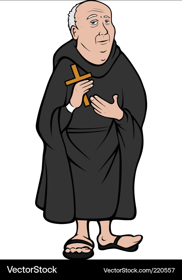 Solemn Monk with Cross Vector Image