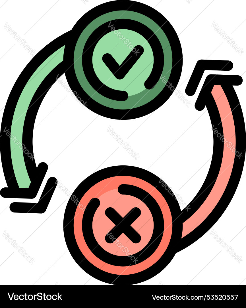 True or false cycle with checkmark and cross Vector Image