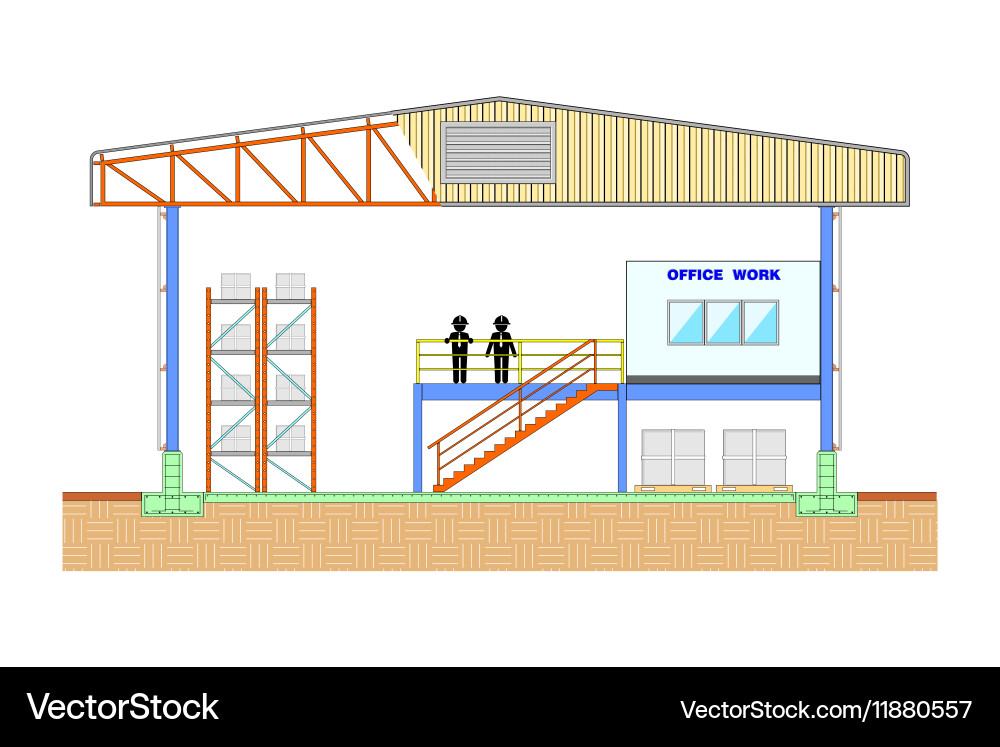 Warehouse building storage section structure vector image