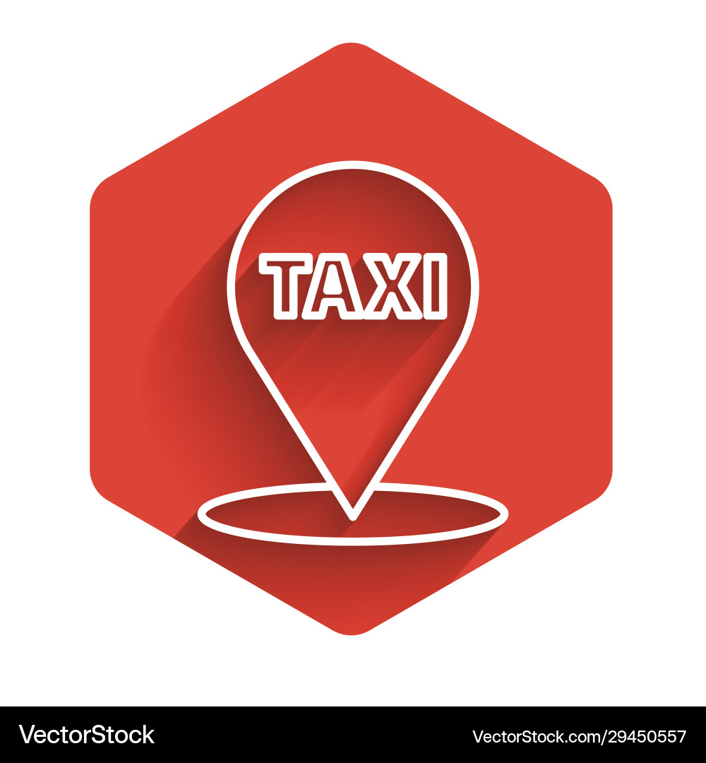 White line map pointer with taxi icon isolated White line map pointer with taxi icon isolated vector image