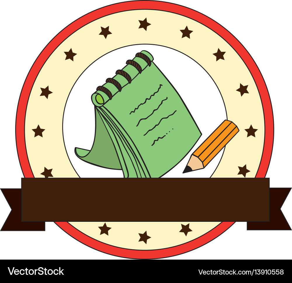 Circular border with starts and notebook spiral Vector Image