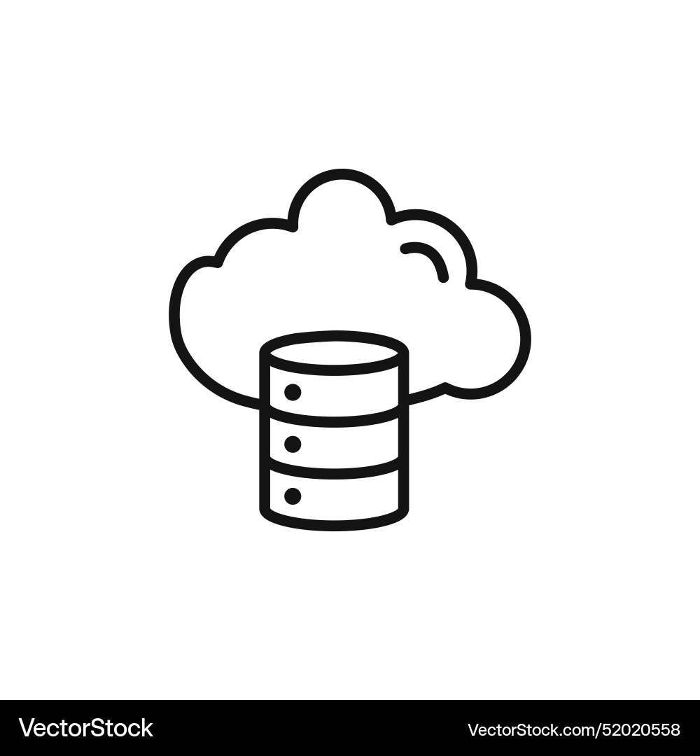 Cloud database icon outline collection in black vector image